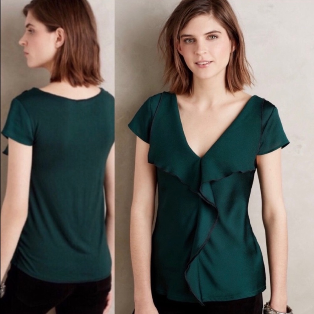 Anthropologie Cascade Meadow Rue XS Forest green flowy sleeveless top